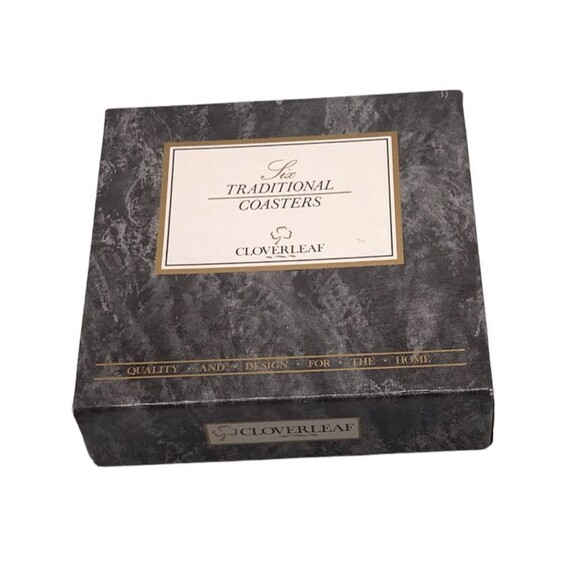 Cloverleaf Coasters Pink Purple Green Floral 6 Vintage Dining Decorative - Picture 1 of 5